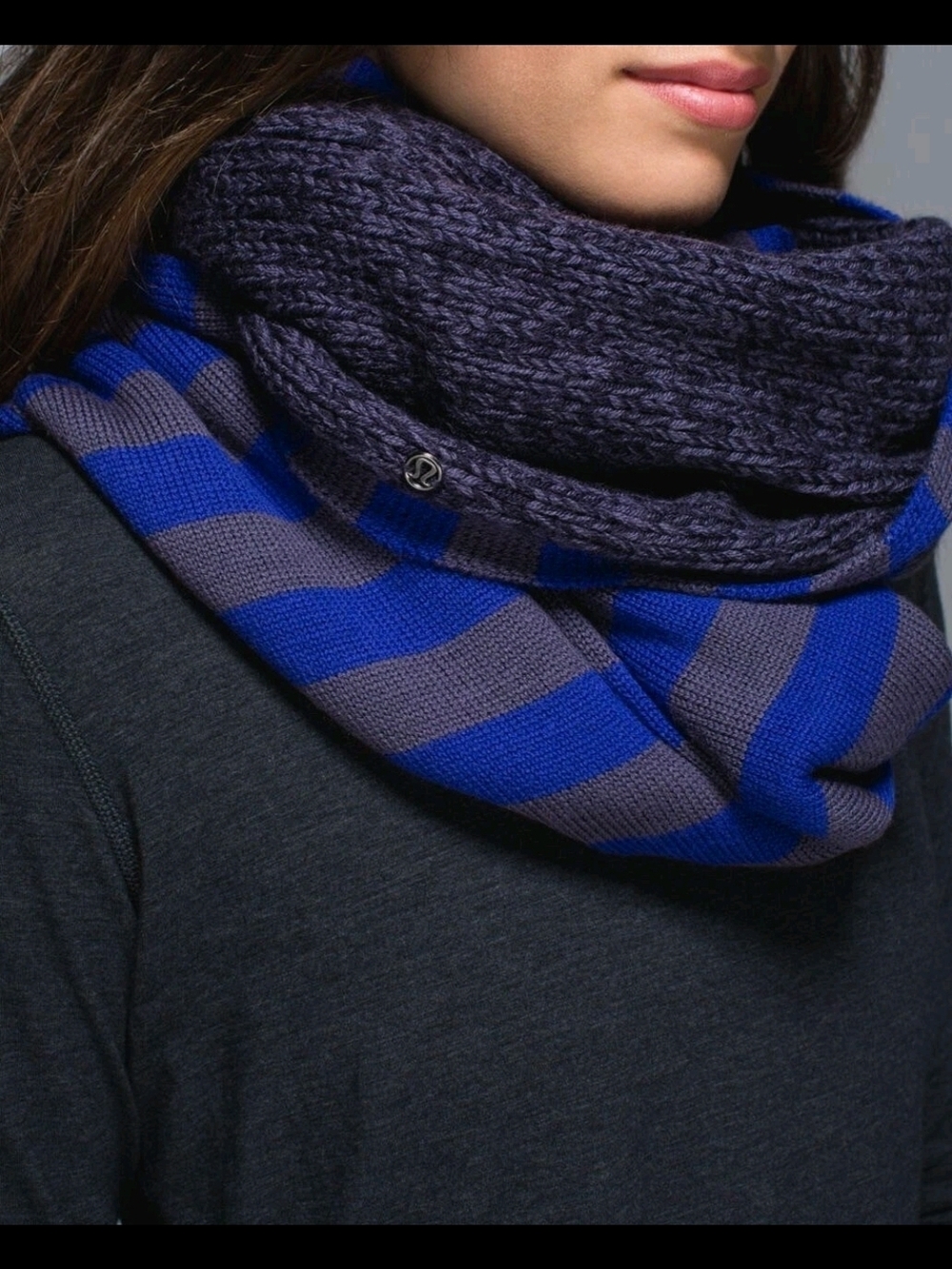 Lululemon Blissed Out Circle Infinity Scarf Black Grape Nightfall Wool